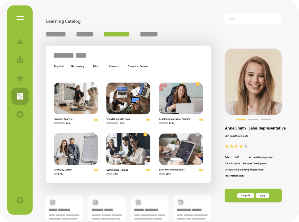 custom lms platform showing personalized courses for a learner
